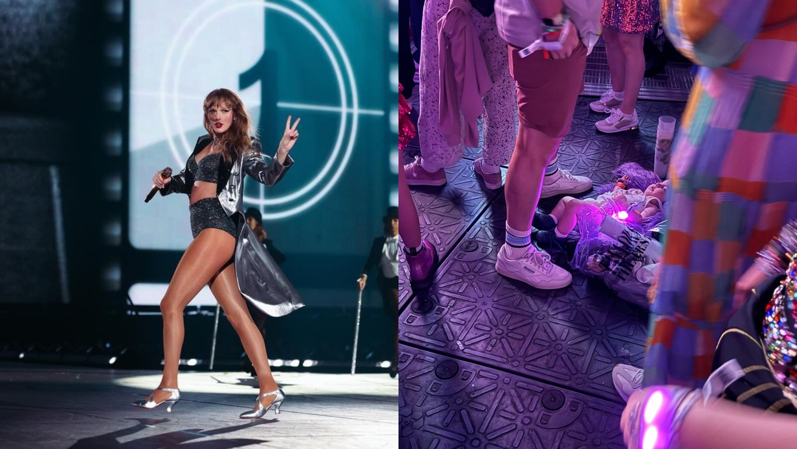 Bebé en el piso durante el concierto de Taylor Swift en París 2024.