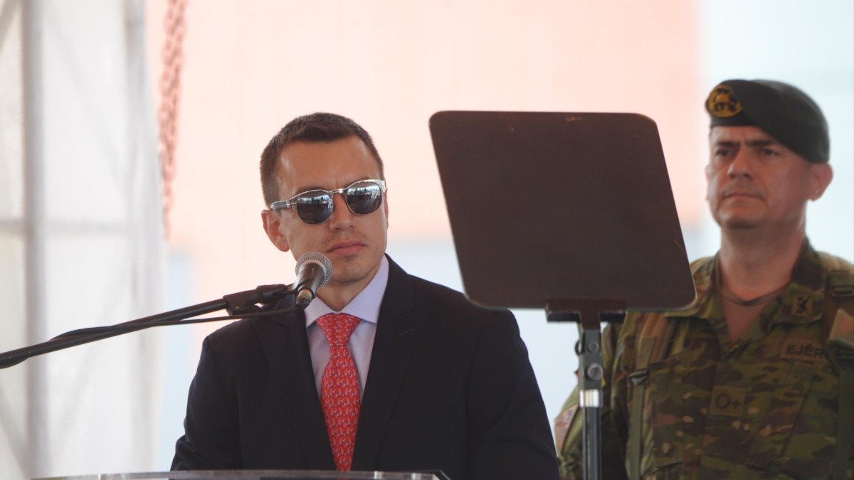 El presidente Daniel Noboa durante un evento a inicios de abril 2024. (API)