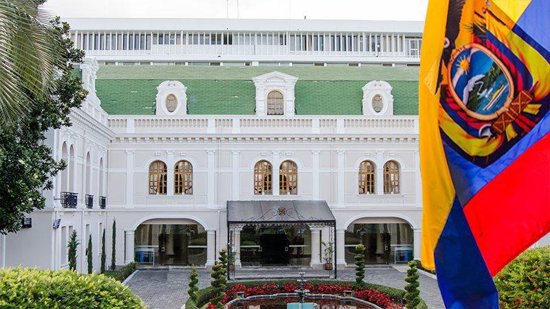 La fachada del Palacio de Najas en Quito donde funciona la Cancillería. (Internet)