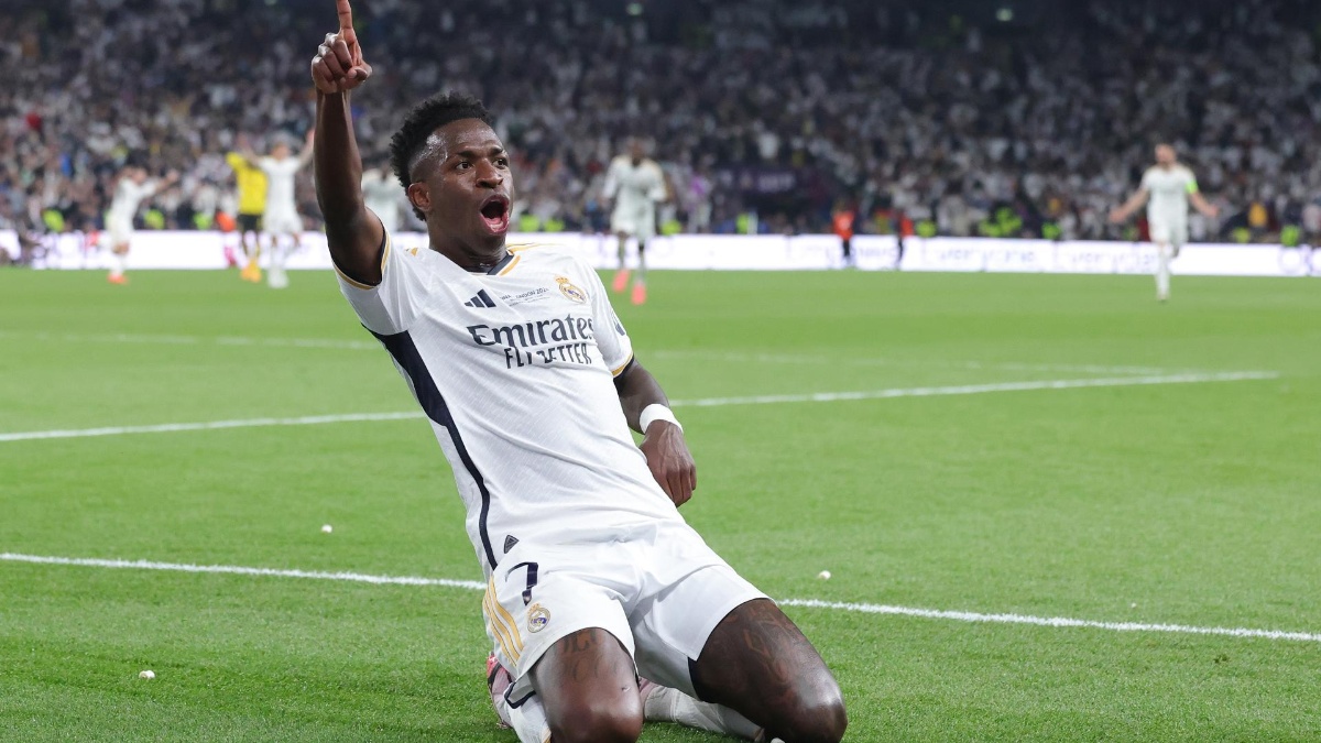 Vinícius Júnior celebra su gol ante el Borussia Dortmund en la final de la Champions League (EFE)