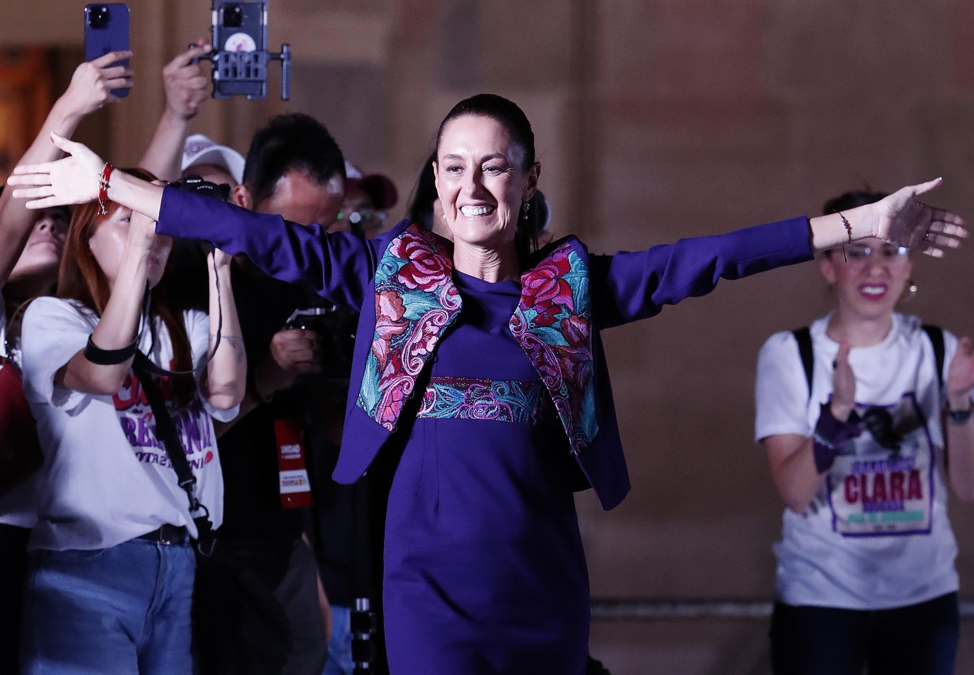 La oficialista Claudia Sheinbaum, ganadora de la elección presidencial, en México. (Mario Guzmán / EFE)