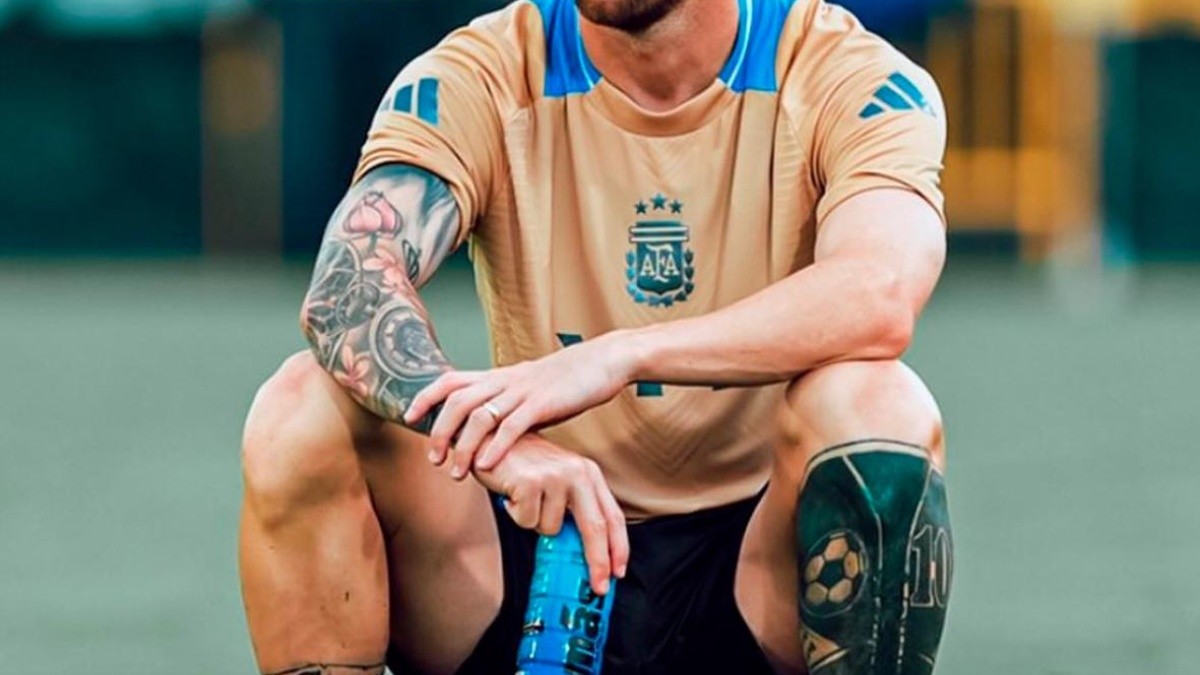 Lionel Messi en un entrenamiento con la Selección Argentina (Foto: Internet)