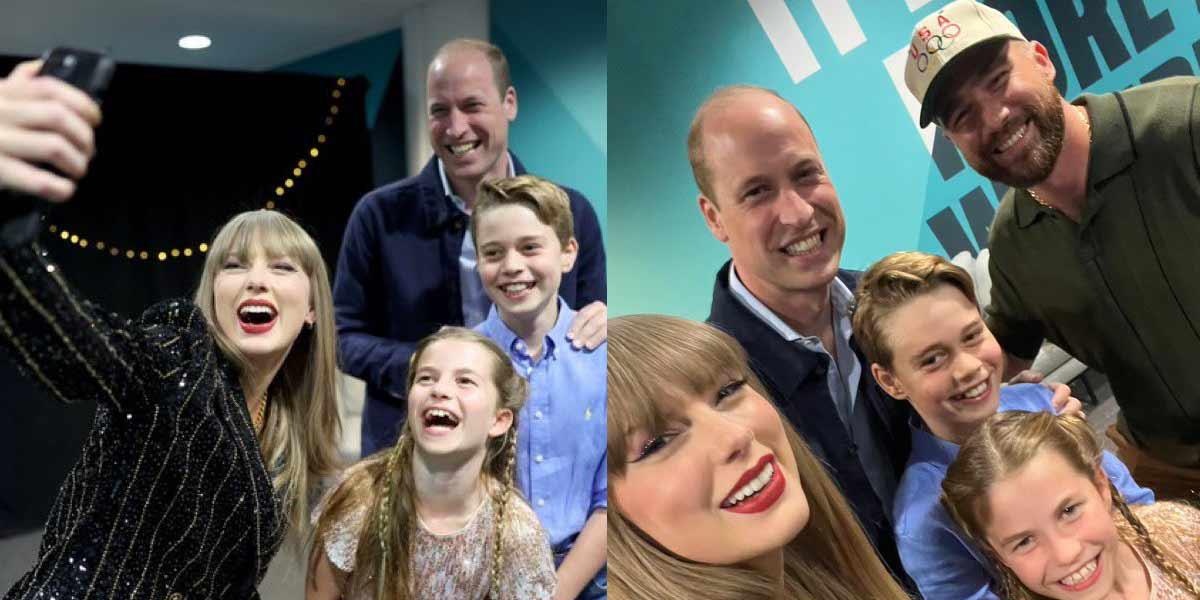La cantante Taylor Swift posa junto al príncipe William y sus hijos Jorge y Carlota. (Foto: IG de Taylor Swift)