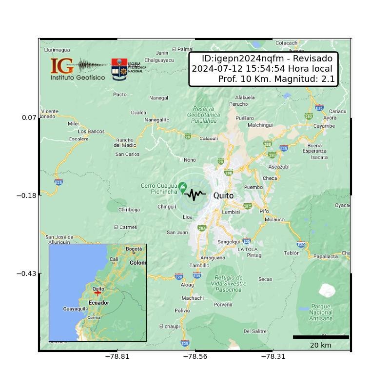 Imagen referencial del epicentro del sismo en Quito, el 12 de julio de 2024. (IG)