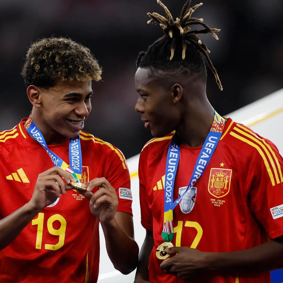 Lamine Yamal y Nico Williams, campeones europeos, subieron su valor en el mercado. (Archivo)