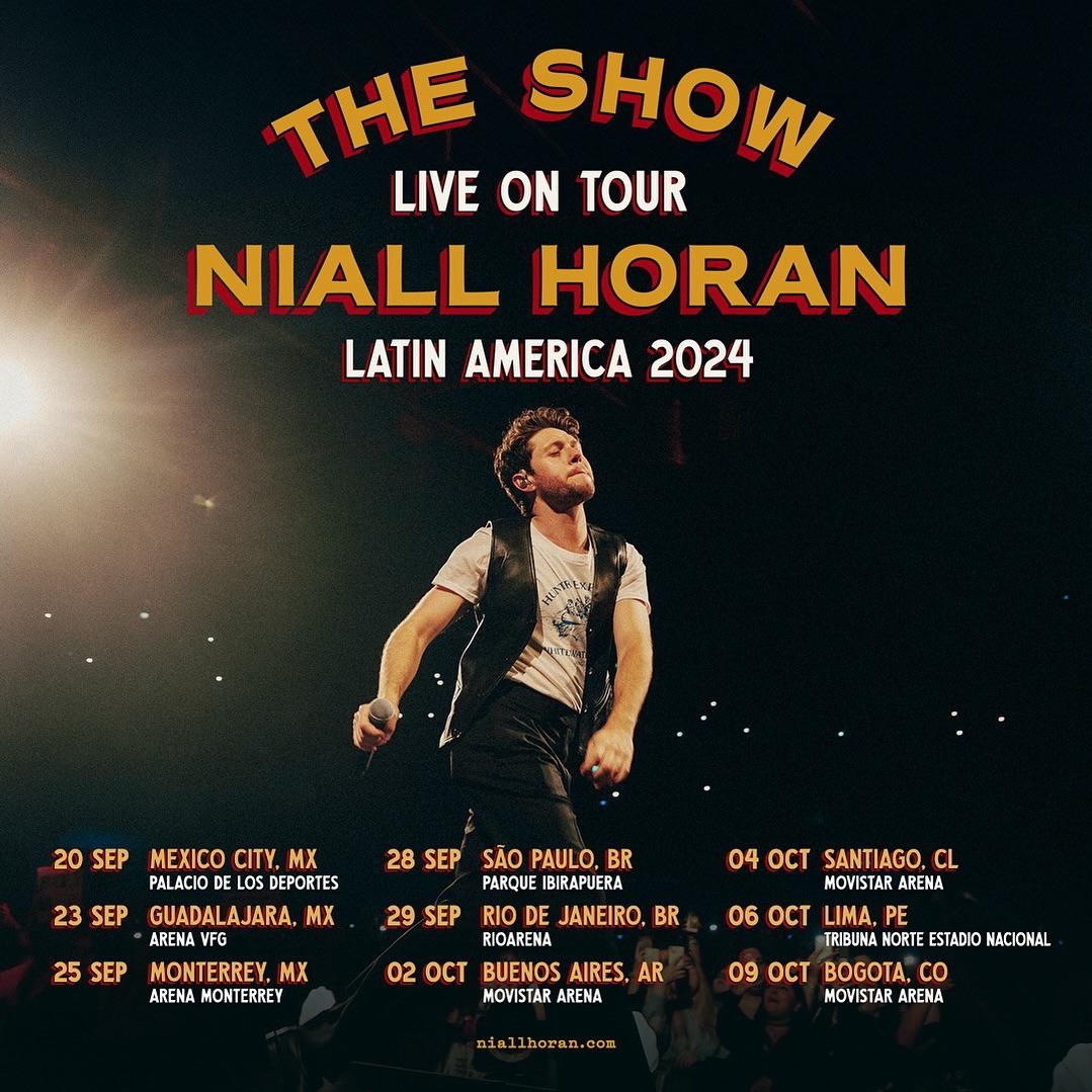 Fechas de la gira por Latinoamérica de Niall Holan (Cuenta oficial de Instagram de @niallhoran)