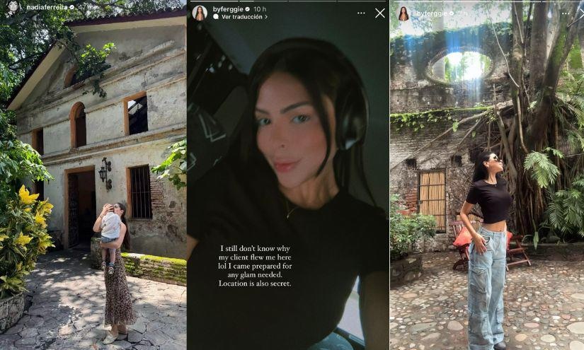 Capturas de pantalla de lo mencionado en el texto de la nota. Izquierda, storie de Nadia Ferreira. Derecha y mitad, publicaciones de Ferggie Coll. (INSTAGRAM)