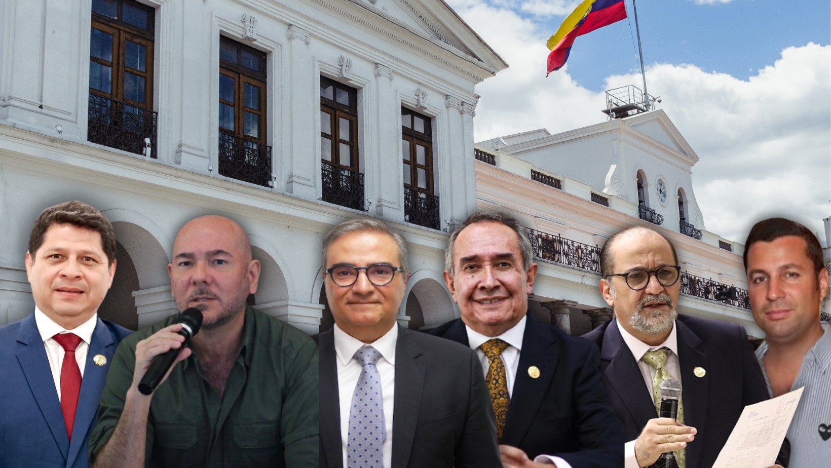 Ministro de Agricultura, Danilo Palacios; ministro de Defensa, Giancarlo Loffredo; ministro de Energía,  Antonio Gonçalves; ministro de Salud, Manuel Naranjo; ministro de Vivienda, Humberto Plaza y ministro de Gobierno, Michele Sensi Contugi. (Composición)