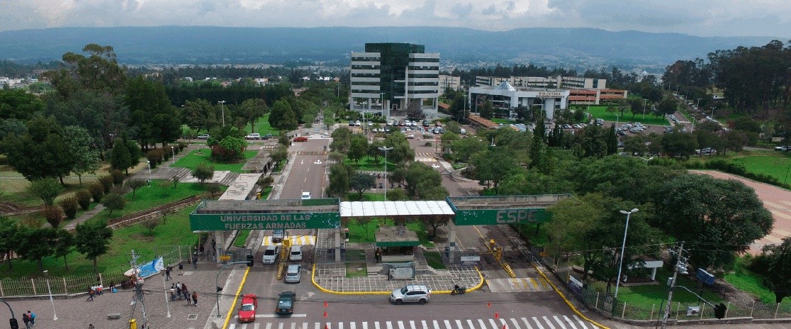 Toma aérea de la Universidad de las Fuerzas Armadas (ESPE). (Cortesía de la ESPE)