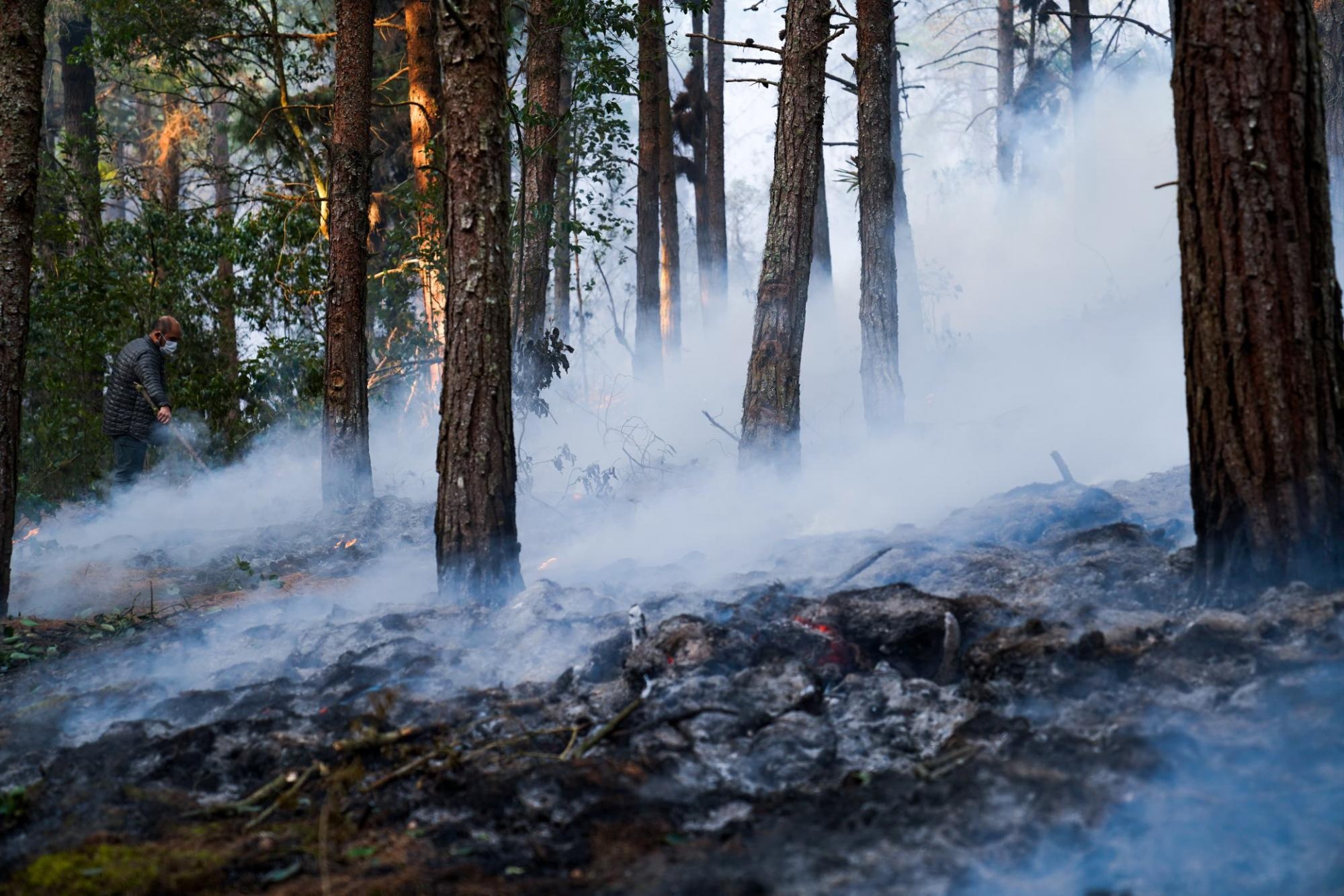 En Cuenca se reportó un incendio forestal en el sector de Los Álamos. El fuego se extendió rápidamente debido al pajonal seco afectando a una gran extensión de terreno. (Cuerpo de Bomberos de Cuenca)