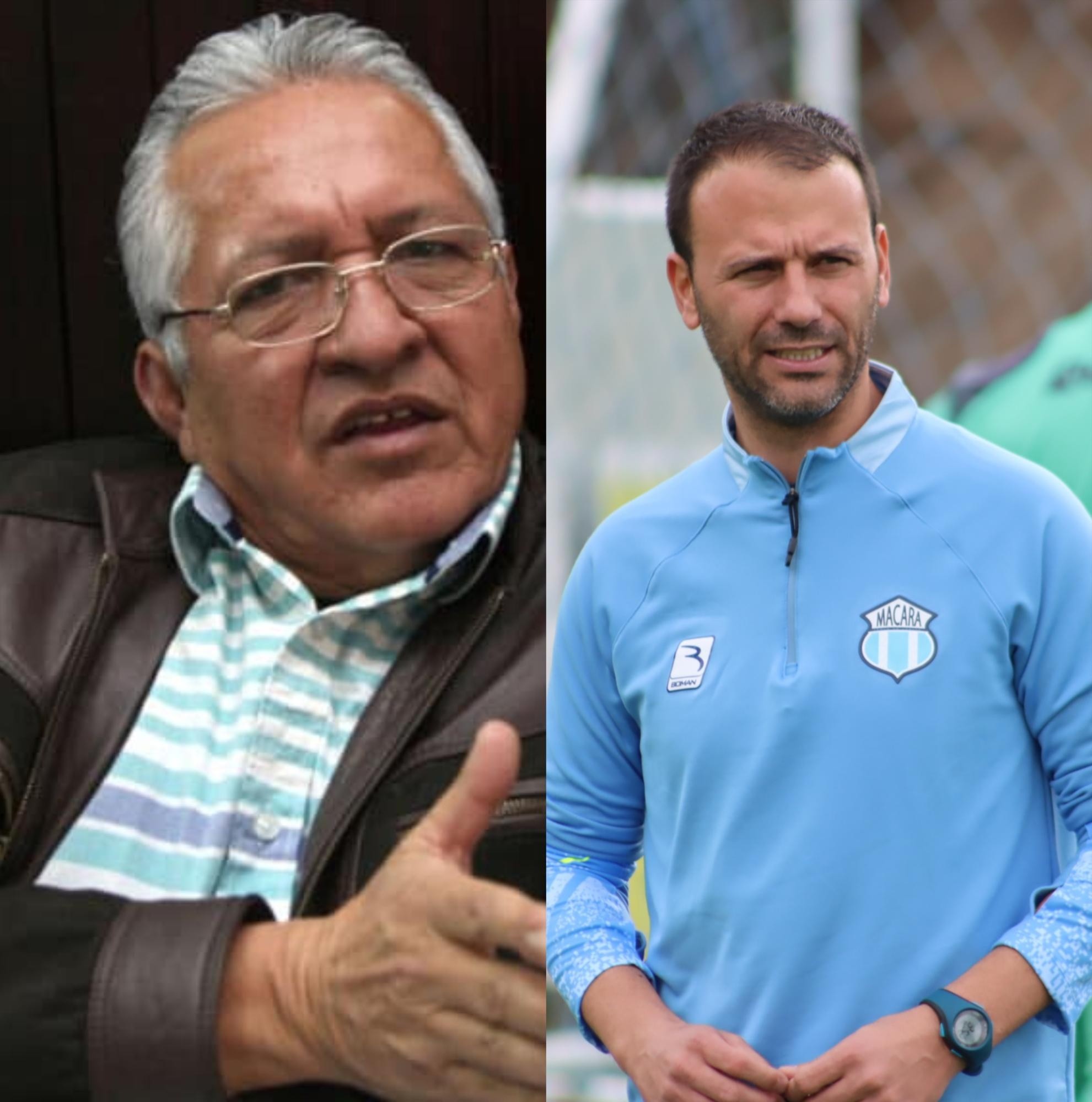 Álex Pallarés y Miller Salazar, presidente de Macará. (Ecuavisa)