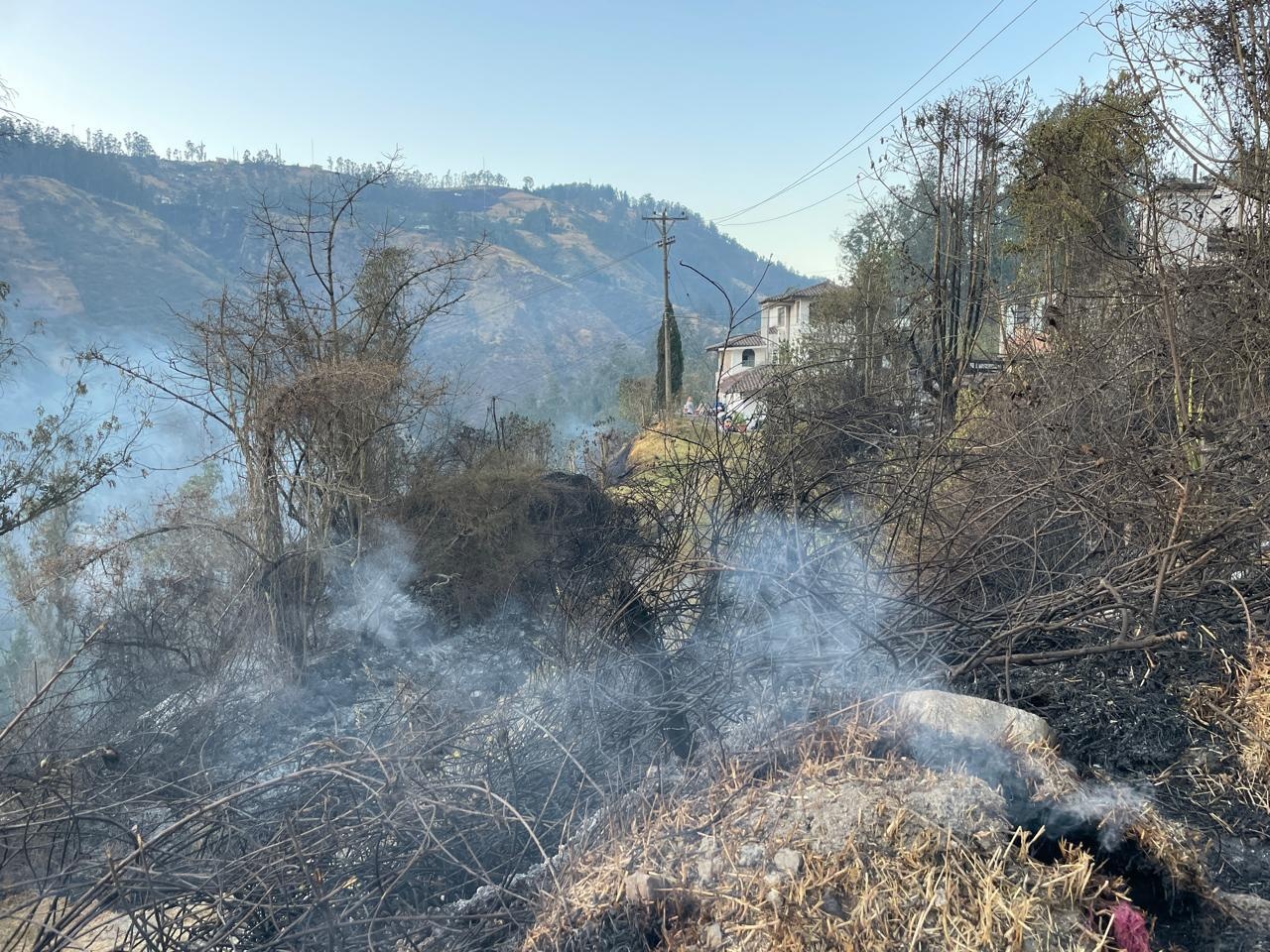 Imagen de incendio forestal sofocado. (Ecuavisa)