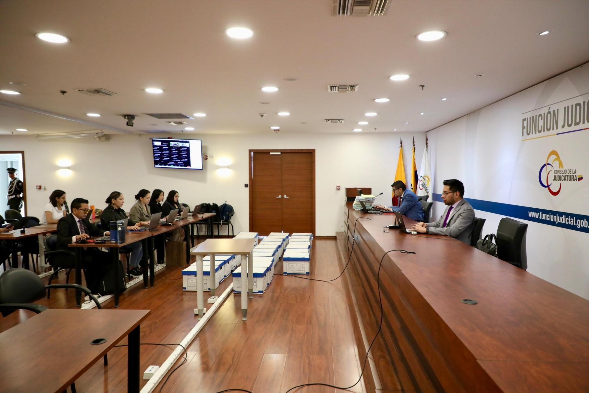 En el Complejo Judicial Norte, en Quito, se cumplieron varios días de audiencia. (Fiscalía)