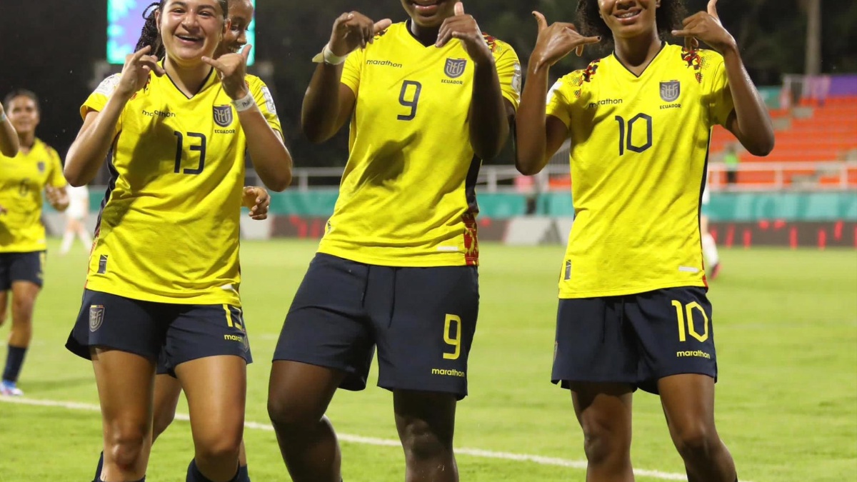 Jugadoras de la selección de Ecuador celebran uno de los tres goles marcados a Nueva Zelanda en el Mundial Femenina Sub 17 (Foto: La Tri)