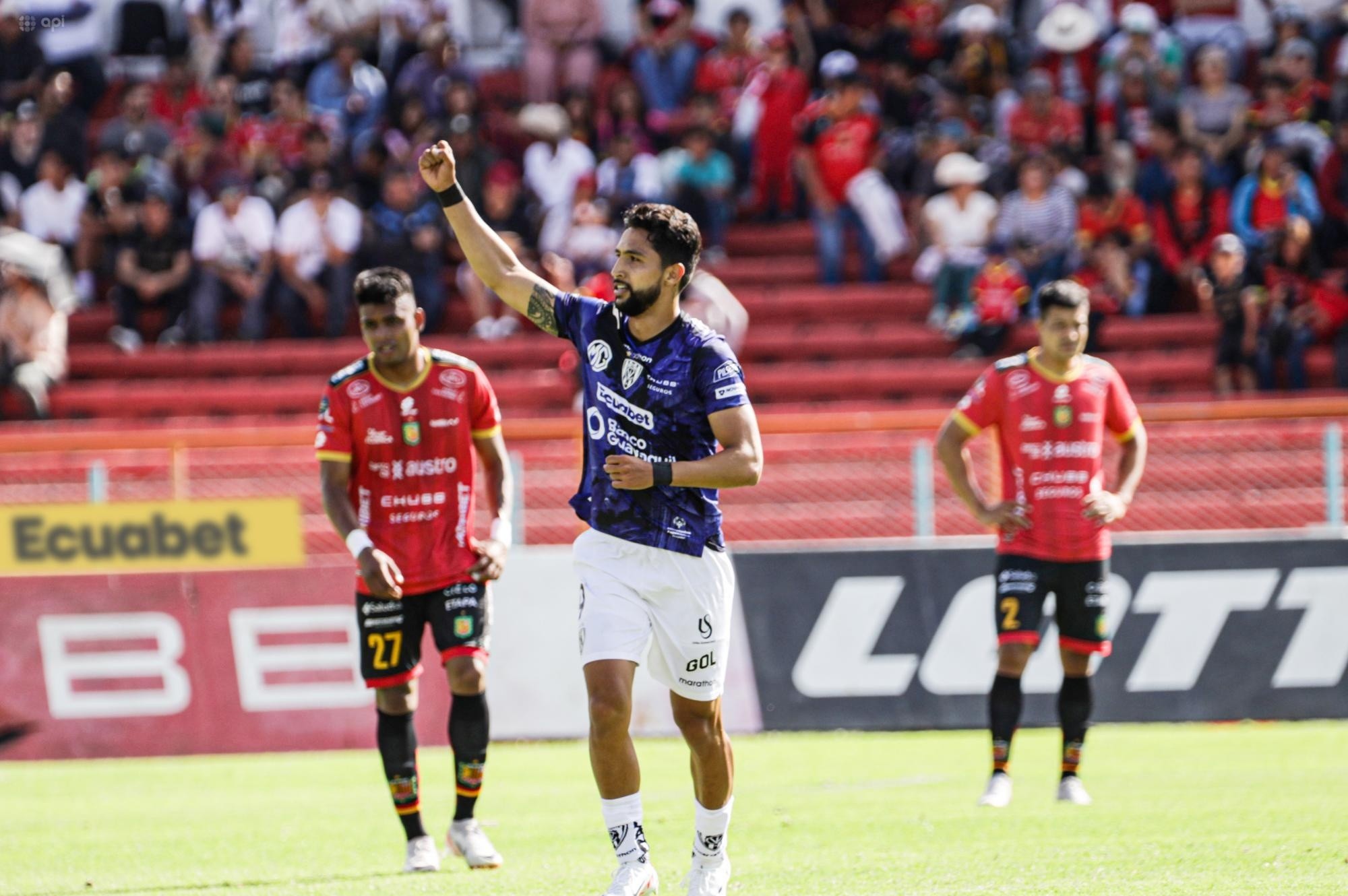 Jeison Medina celebra su gol con Independiente del Valle ante Deportivo Cuenca por la fecha 11 de la Liga Pro (API)