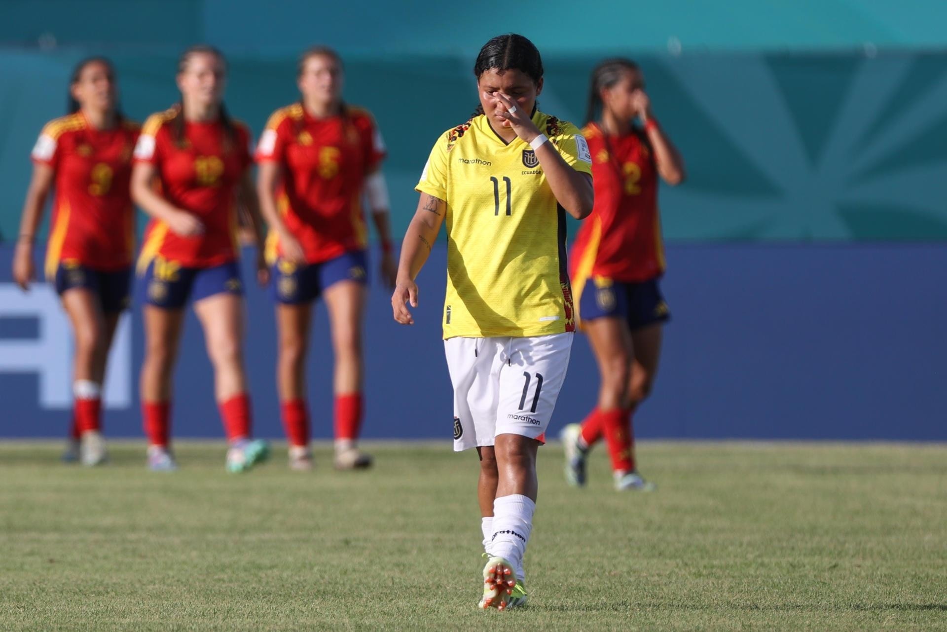 Ecuador perdió por 5-0 ante España en los cuartos de final del Mundial femenino sub 17. (EFE)