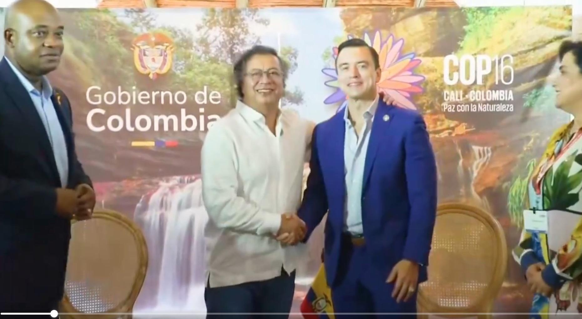 Gustavo Petro y Daniel Noboa en su reunión en Cali (Colombia). (Captura de pantalla)