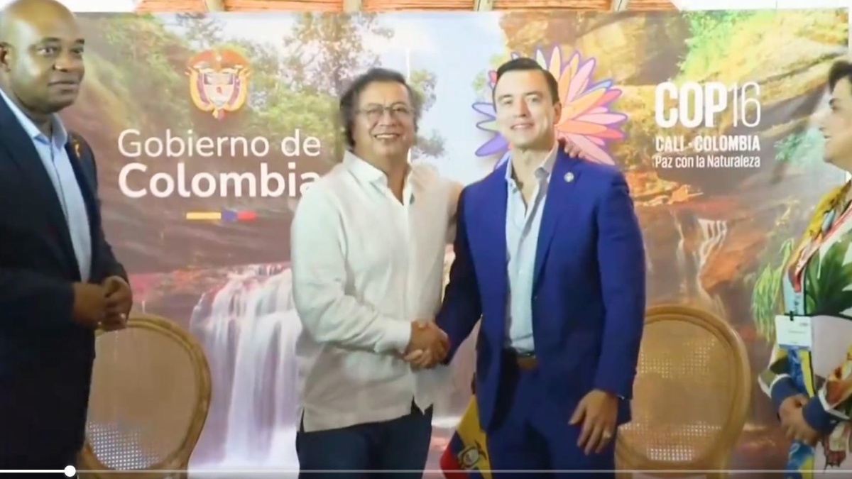 Gustavo Petro y Daniel Noboa en su reunión en Cali (Colombia). (Captura de pantalla)