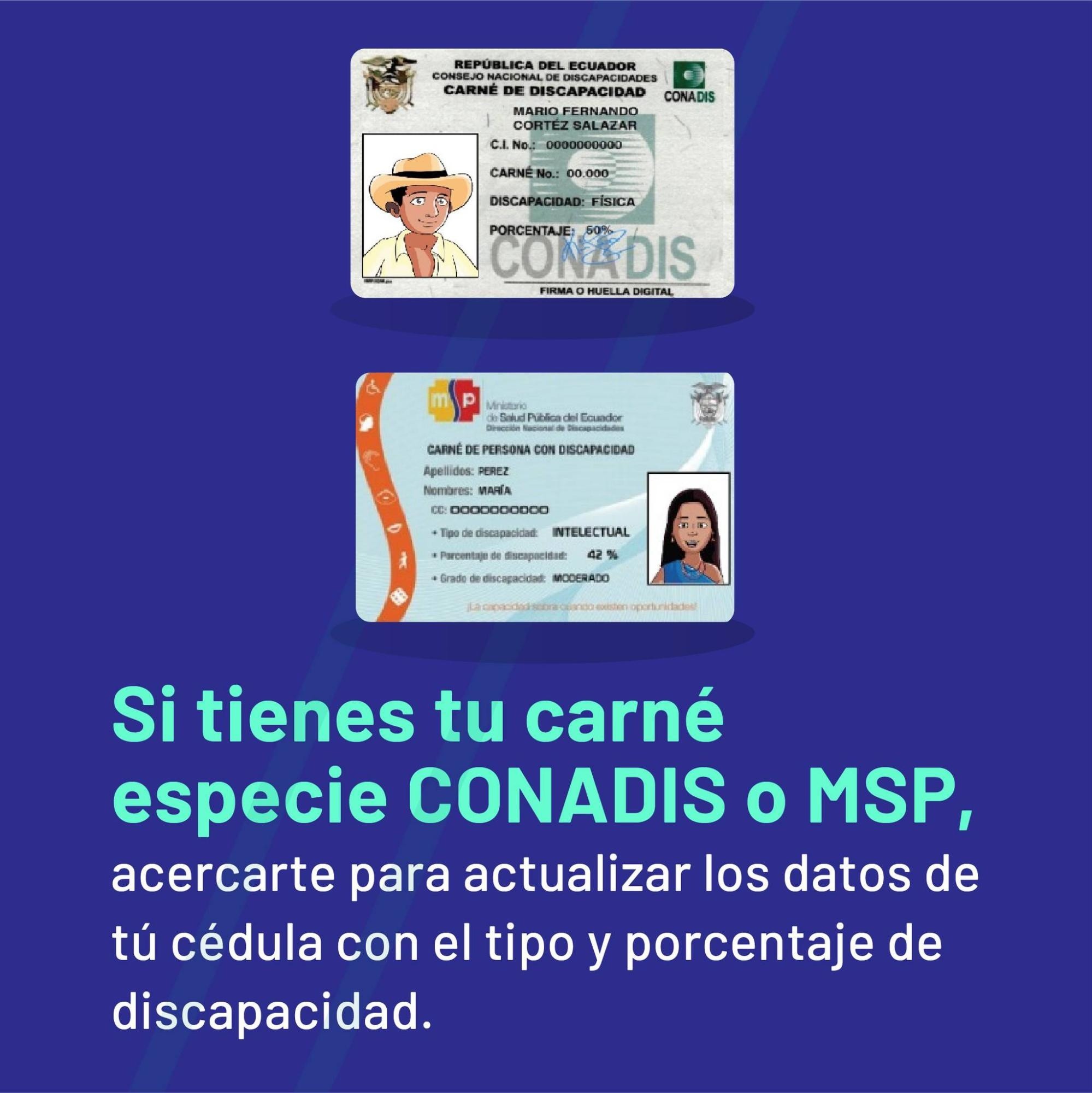 Brigadas realizan la actualización de datos para que la información se refleje en la cédula. (Conadis Ecuador)