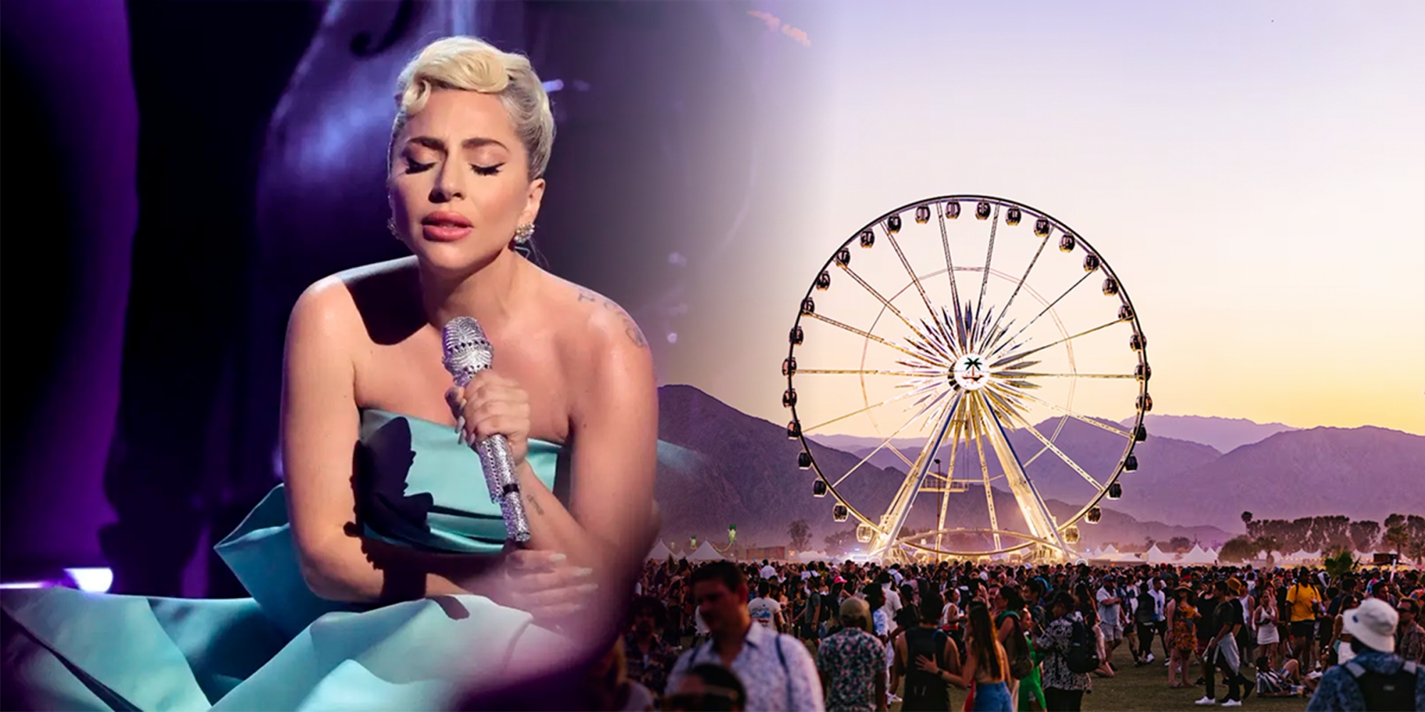 Imagen de archivo de Lady Gaga e imagen referencial del festival musical, Coachella. (COMPOSICIÓN / ÁLVARO CHIRIBOGA)