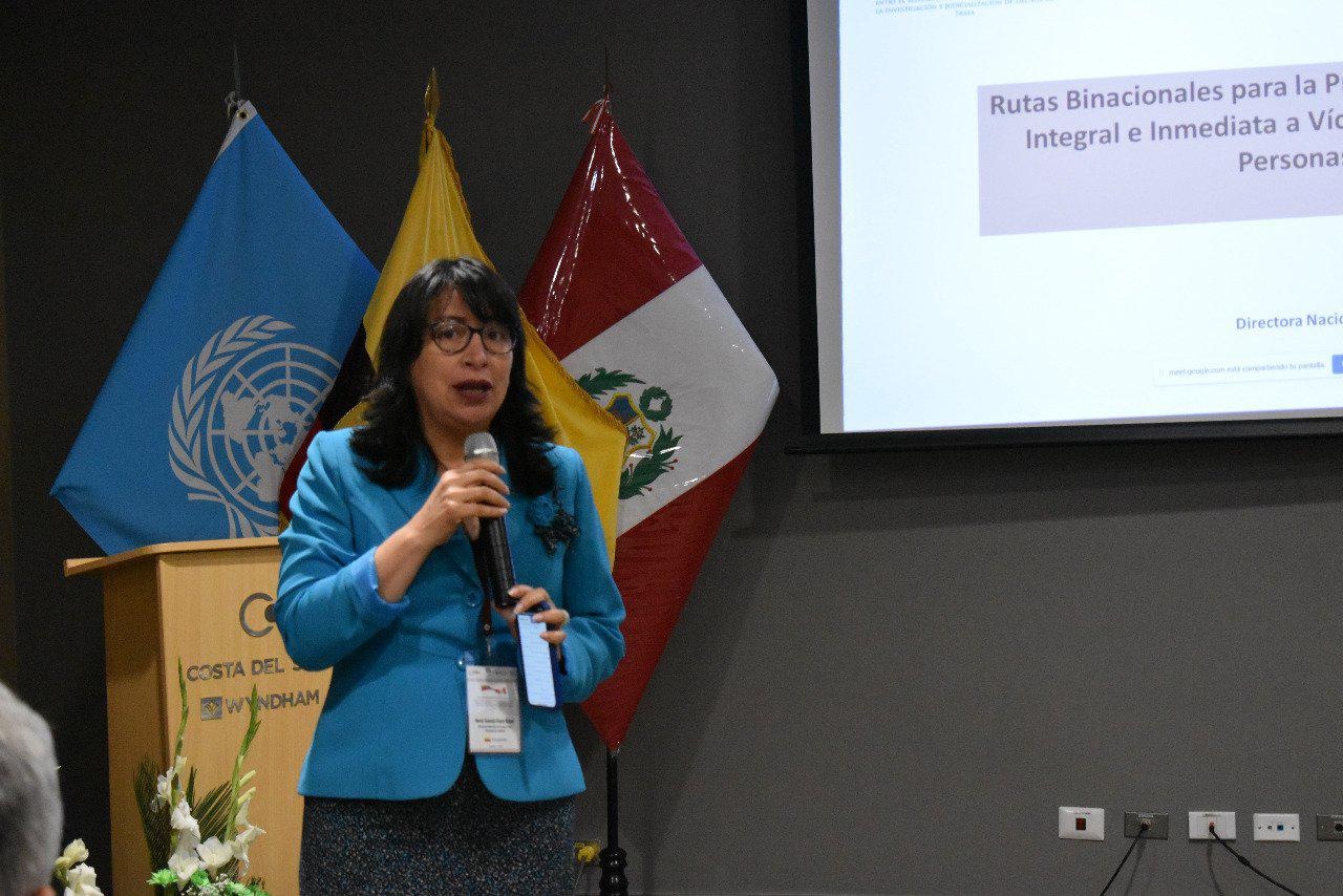 Solanda Goyes participó en el II Encuentro Binacional entre Ecuador y Perú, en 2022. (Foto: Cuenta X Solanda Goyes)