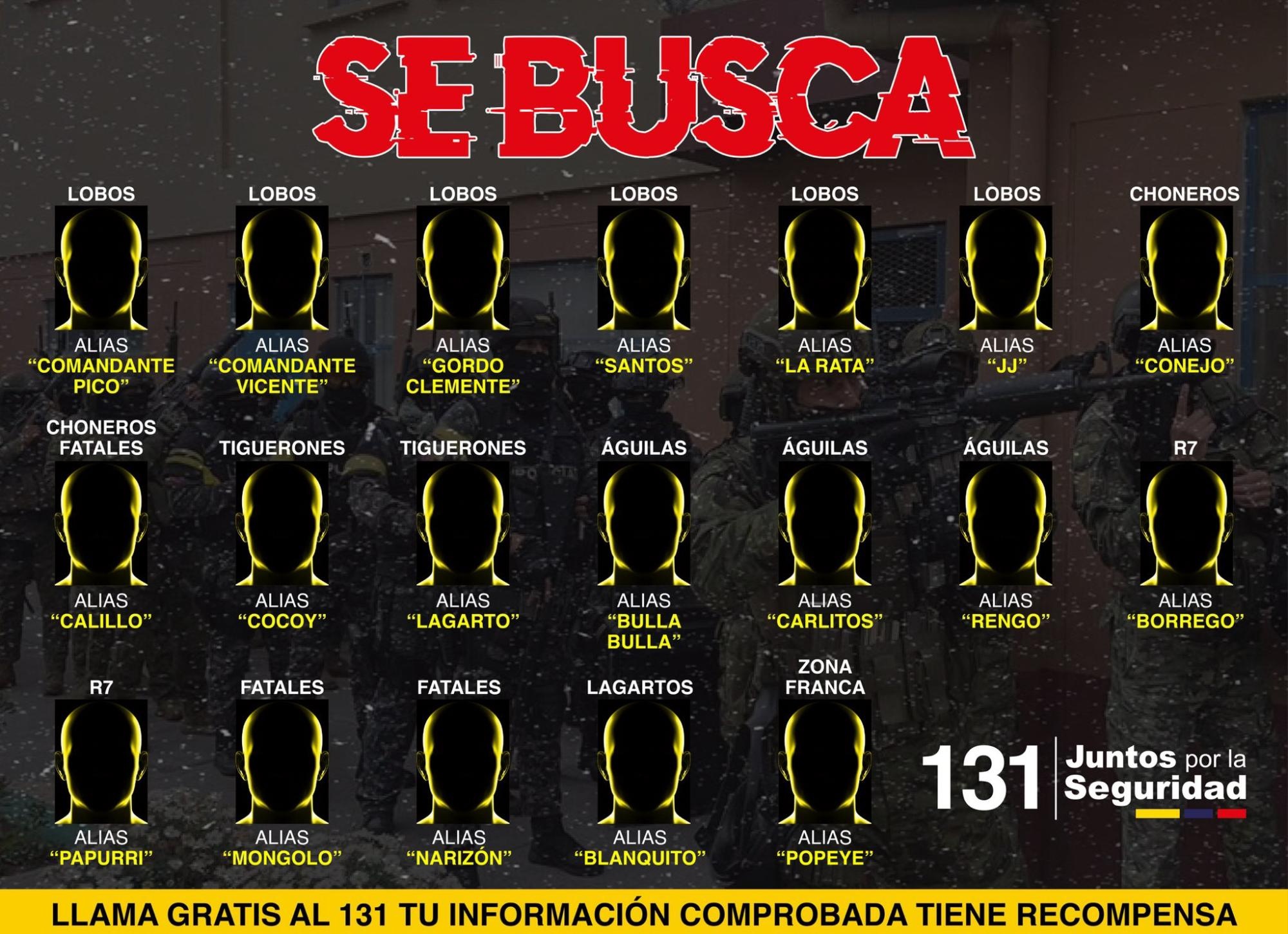 131 recompensas actualizó la lista de los más buscados del país. (Foto: Policía Nacional)