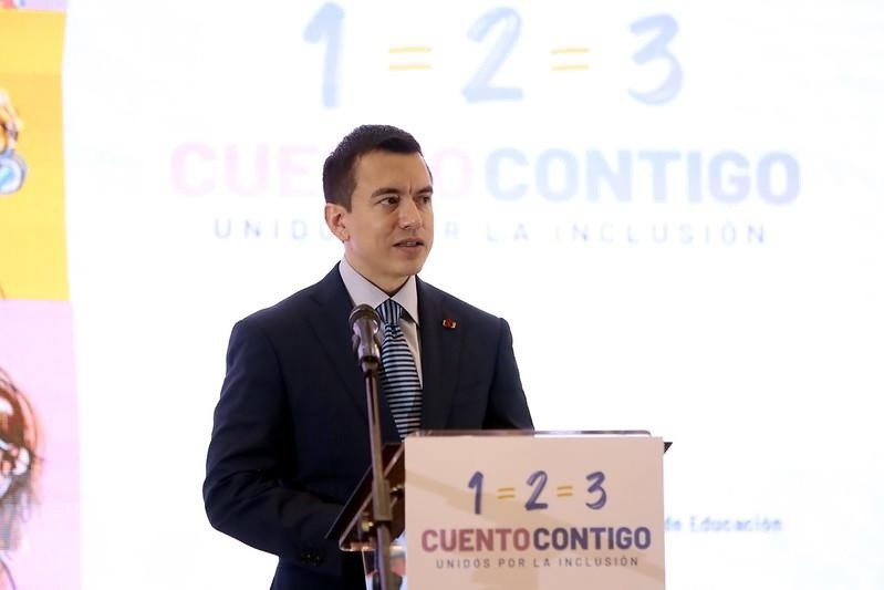 Imagen de Daniel Noboa durante un evento por el Día de las Personas Con Discapacidad. (Presidencia de la República)