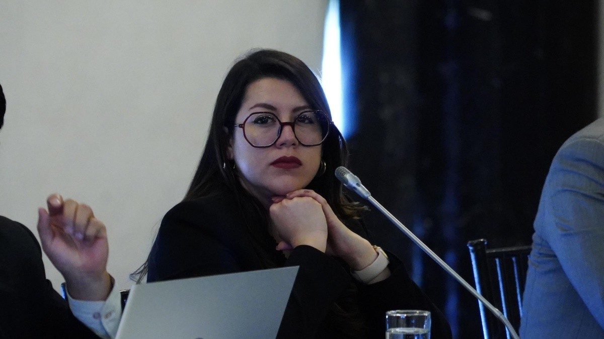 Imagen de archivo de la exministra Andrea Arrobo en la Asamblea Nacional. (API)