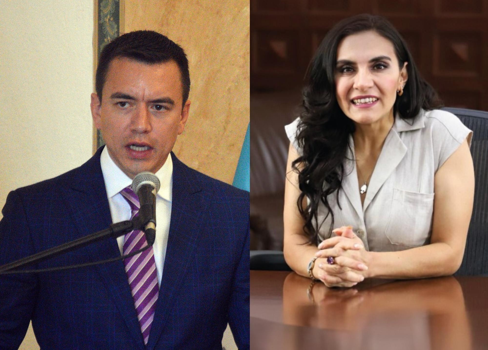 Fotos de Daniel Noboa y Verónica Abad, mandatarios de Ecuador hasta el 24 de mayo de 2025. (Collage)