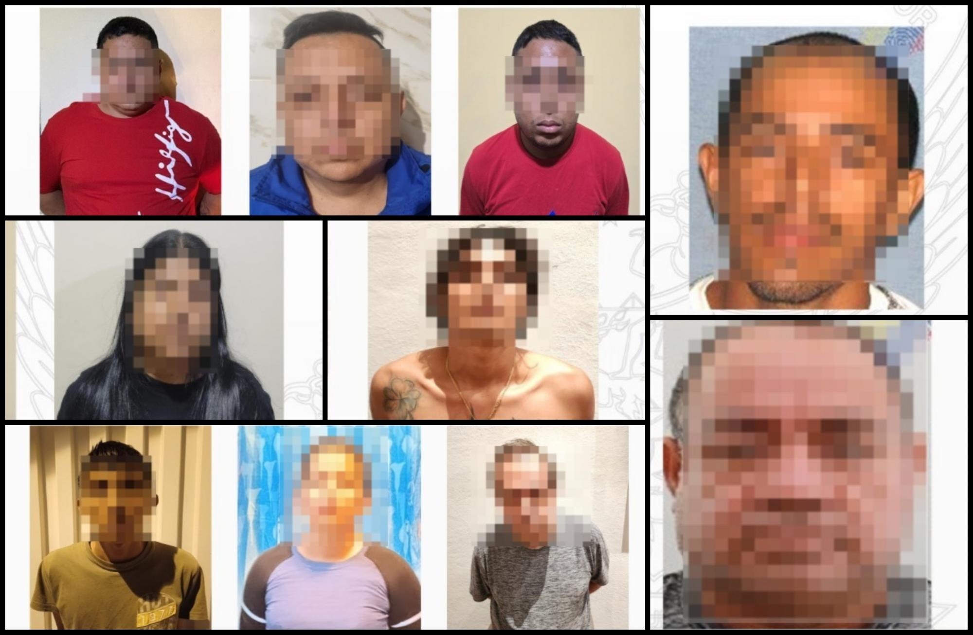 Imagen de 10 de los 14 detenidos del grupo delictivo Los Águilas. (Policía Nacional)
