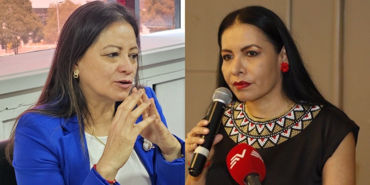 La consejera del CNE, Elena Nájera, y la presidenta del organismo, Diana Atamaint. (Composición Ecuavisa)