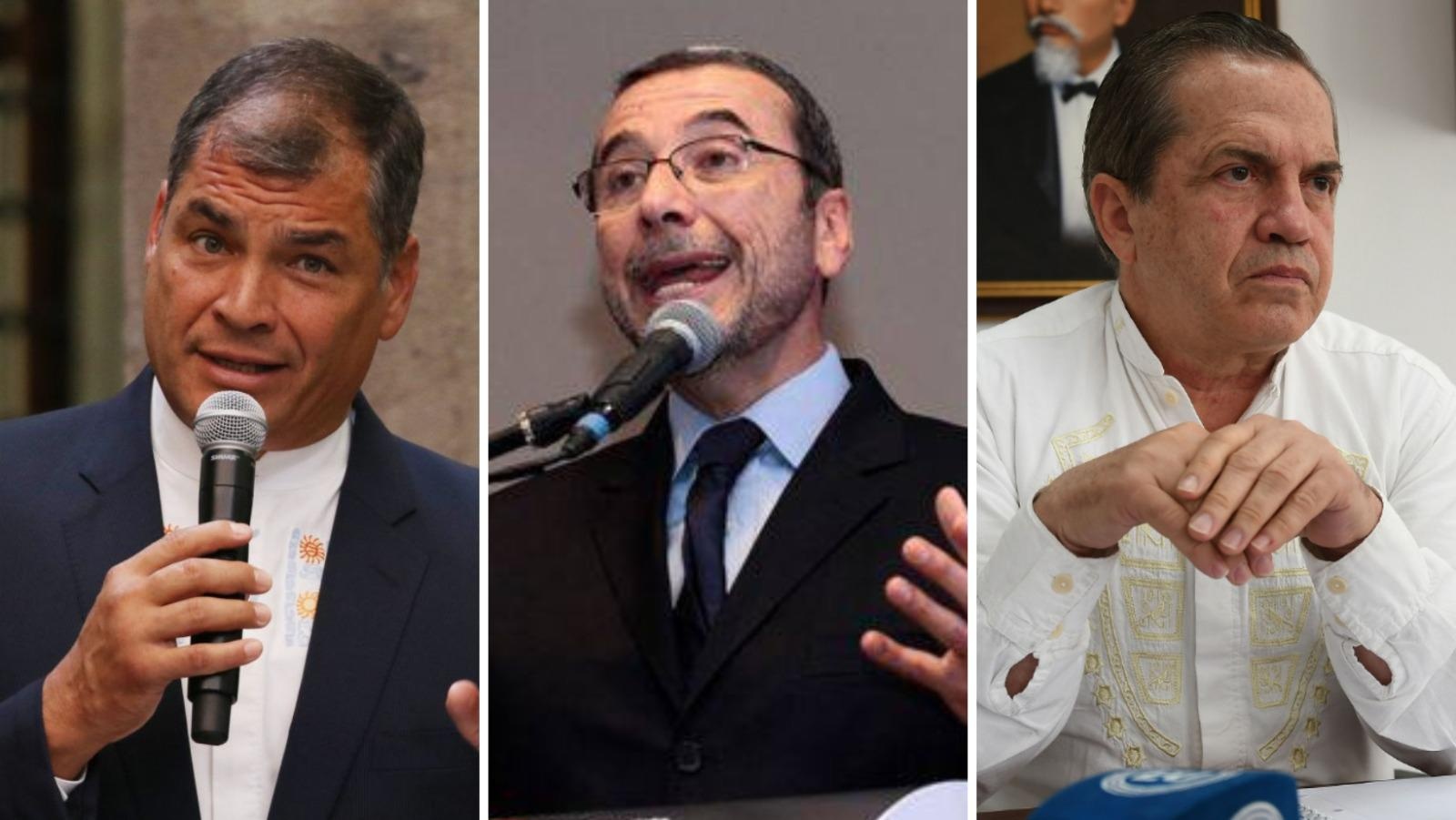 De izquierda a derecha: Rafael Correa, Vinicio Alvarado y Ricardo Patiño. (Redes Sociales)