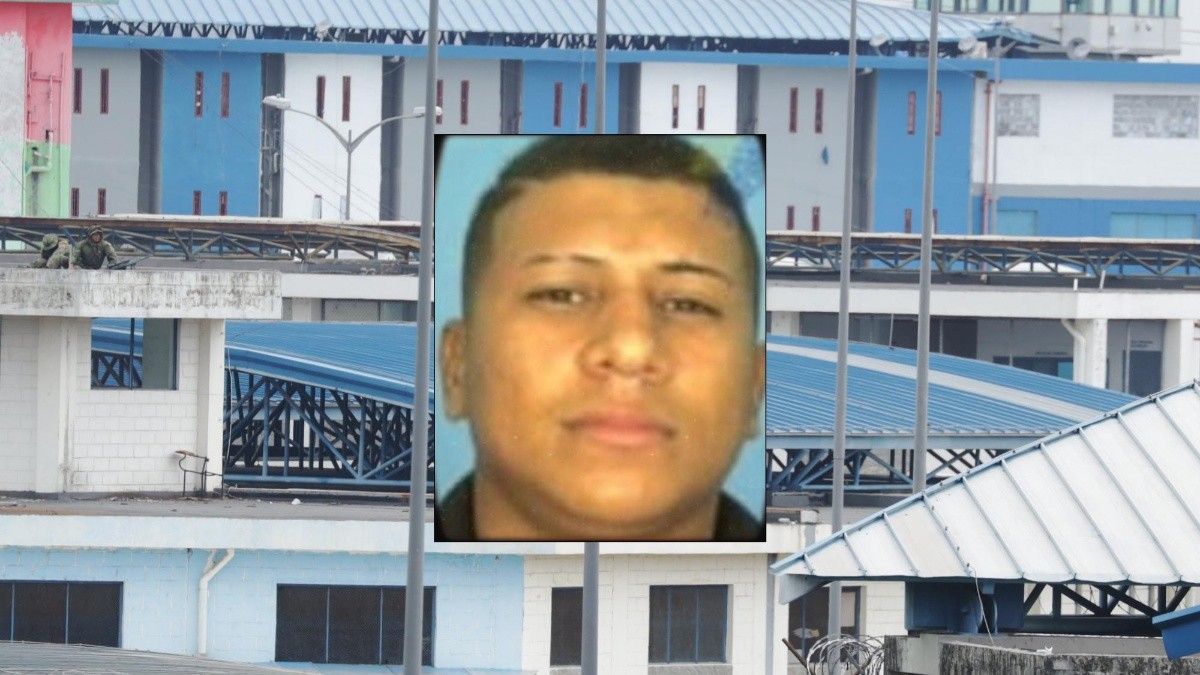 Foto de Alan Arellano con una imagen de fondo de la Penitenciaría del Litoral de Guayaquil. (Collage)