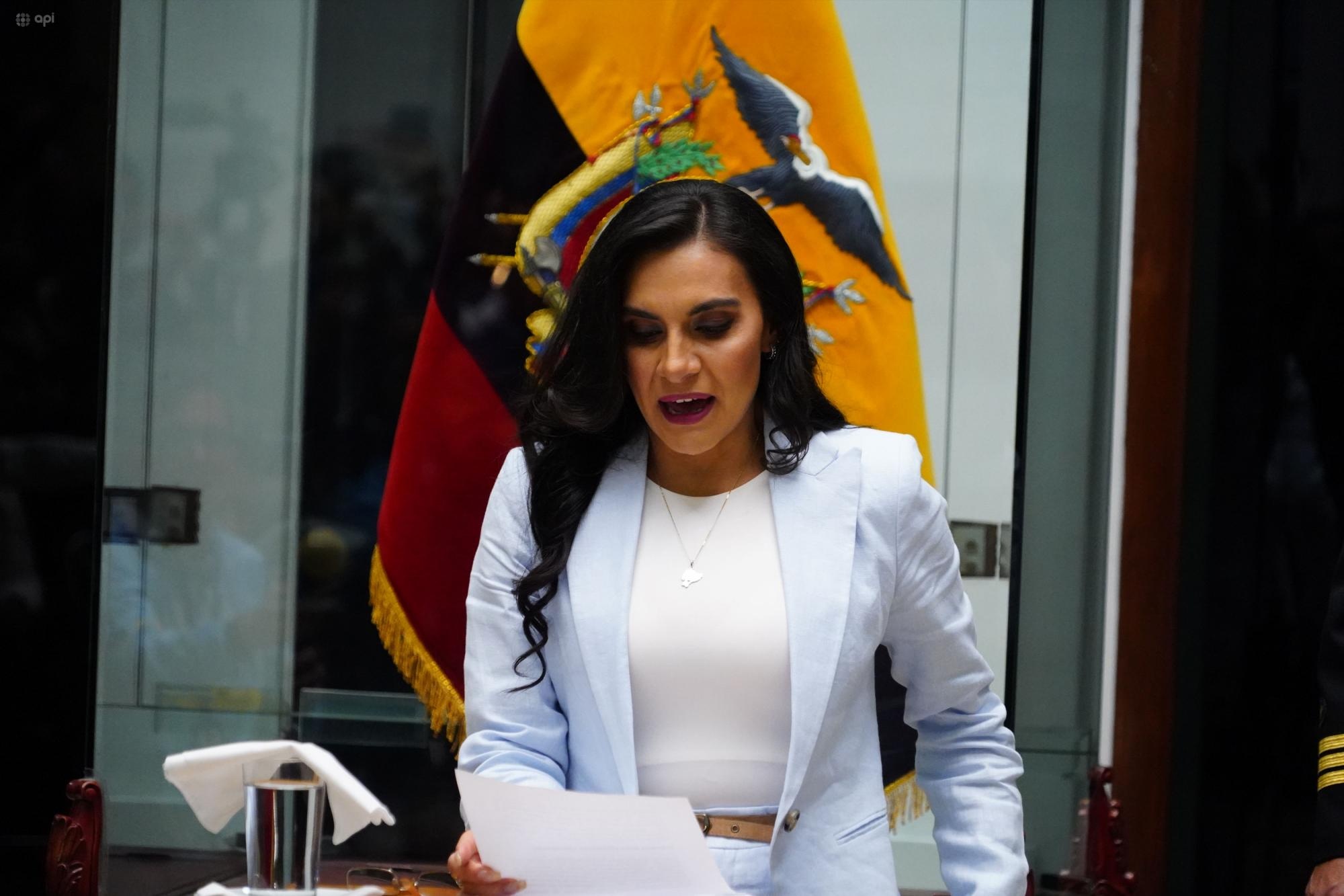 Verónica Abad durante una rueda de prensa en Vicepresidencia. (API)